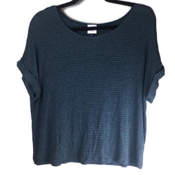 Cabi Groove Teal Stripe Dolman Rolled Cuff Short Sleeve Tee Size Small - Picture 2 of 11